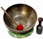 Extra Large Flower Of Life Etched Tibetan Singing Bowl     Handmade 7 Metal Sound