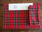 Sleigh Hill Red Tartan Plaid Reversible Christmas Placemat Napkin Set 8pc