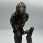 C  Williams Bronze Tone Parrot Perched Sculpture Figure Black Base European Rare