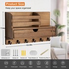 Wall Mount Key Holder Organizer With 6 Hooks And Storage Drawer Brown Key Rack