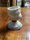 Vintage Porcelain Brown Hair Girl With Bonnet Pin Cushion Holder 