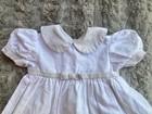 Vintage Jo Lene White Linen Blend Toddler Dress 2t Peter Pan Collar puff Sleeve