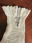 Vintage Ladies Off White Crochet Lace Formal Wedding Gloves 1940s Mop Buttons S