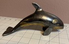 Vintage Brass Orca Killer Whale Paperweight 8   