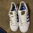Adidas Originals Superstar White equipment Blue Big Kid s Shoes S74944 Size 6