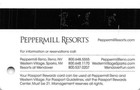 Peppermill Resorts Reno  Sparks   Wendover  Nv - Casino Slot Card