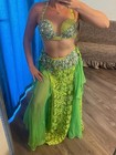 Luxury Green Belly Dance Costume  Beaded Festival Outfit