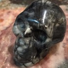 1 5  Natural Black Picasso Carved Crystal Skull Realistic Crystal Healing  2217