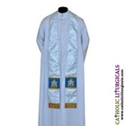 Marian Blue With Silver Brocade Vestment stole Set gothic Chasuble casulla