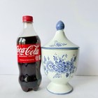 Vintage Blue Floral Delftware Small Covered Urn Faience Lidded Apothecary Jar
