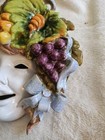 Italy Handmade Ceramic Bacchus Face Wall Mask W  Fruit   Grape Leaves Majolica