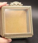 Vintage Ornate Ormolu Beveled Glass   Brass Jewelry Casket Trinket Box With Hing