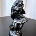 Vintage Ahp Original Hawaii Black Lava Hula Girl Figurine Statue Tiki Decor 6in