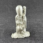 Small Chinese Longevity God Statue Shou Lao Pewter Figurine With Crane 2 75   