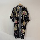 Vintage Japanese Kimono Robe Cotton Floral Fan Print Made In Japan Sakura Shoji