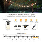 48ft Outdoor String Lights Patio Lights 15 Led S14 Bulb Ip65 Waterproof W remote