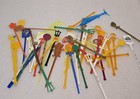 Vintage Plastic Drink Swizzle Sticks Cocktail Stirrers Mixed Lot Of 45  Bar Ware
