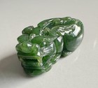Certified Natural Hetian Jasper Jade Icy Green Hand Carved Pendant Pixiu             
