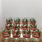 Set Of 12 Vintage Libbey Holly   Berries Double Old Fashioned Rocks Glasses 4 