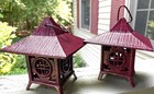 2  Pcs Vintage Cast Iron Japanese Tea Candle Lantern - Beautiful And Heavy