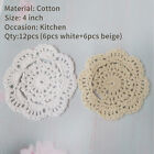 12pcs lot Vintage Hand Crochet Lace Doilies Round Cup Mats Pad Small Coasters 4 