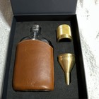 Clayton   Crume Leather-wrapped Hip Flask Gift Box Set W  Funnel   Cap