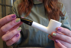Handmade Smooth Billard Meerschaum Pipe Acrylic Stem With Fitted Case