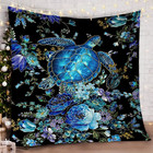 Cozy Blue Sea Turtle   Floral Pattern Flannel Throw Blanket - Fleece Blanket