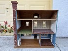 Vintage Blue Wooden Two-story Cottage Style Handmade Dollhouse W  Bay Windows     