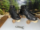Vtg Sz 10 Chicago Roller Quad Skates W  Hyde Leather Boots   Wood Wheels 87sp