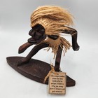 Tribal Folk Art Hand Carved Wood Surfer Islander Vintage 7 Inches Tall
