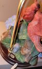Red Birds And Blue Flowers Table Lamp Resin -vintage  Tested  works