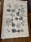 Pottery Barn Kids baby Quilt Lawson Crib  Blanket Blue White Jungle Animals