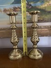 Pair Vintage Classic Tapered Solid Brass Candlesticks Candle Holders 10  Tall