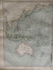 1872 Pacific Ocean Hand Coloured Original Antique Map By W g  Blackie