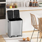 Trash Can  60 Liter  2x30l  16 Gallon Stainless Steel Step Trash Can  Silver