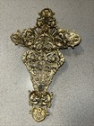 Vintage Ornate Filigree Brass   Gilded Metal Wall Crucifix Inri 7 5    Tall