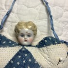 Hanging Heart Pincushion Antique Quilt China Doll Head 5    X 5-1 2   