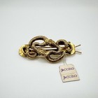 Vintage 1950   s Coro Gold Tone Snake Hair Barrette Double Serpent Nos W  Tag