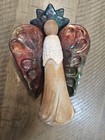 Potterre Raku Pottery Irredescent  Angel Figurine Signed Pottery 6 25 