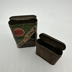 2 Vintage Lucky Strike Half And Half Roll Cut Tobacco Pocket Tins Advertisement