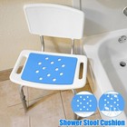 Blue Padded Bath Shower Stool Seat Cushion Anti-slip Bathtub Bench Drain Holes
