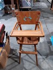 Vintage Antique Cass Toys 1950s Wood Doll High Chair Lift-up Tray Dutch Boy girl
