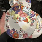 6 Imperial Leaf China Tobacco Leaf Floral Gold Trim Salad Dessert Plates 8 