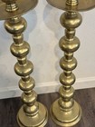 Vtg 32 5  Brass Floor Candlesticks Pair Tall Altar Statement Candle Holders