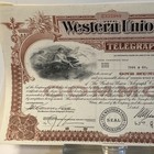 1961 Western Union Telegraph Company Stock Certificate 100 Shares 1965