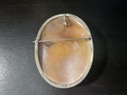 Large Italian Sterling Silver Carved Floral Shell Cameo Pin pendant Brooch