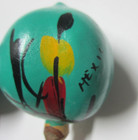 Hand Painted Mexican Gourd Wooden Green Maracas Shakers Musical Instruments