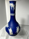 Rare 19th Century Wedgwood Dark Blue Jasperware Vase bottle W muses- Nice Relief