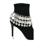 Women Fashion Boot Bracelet Silver Metal Chain Coin Shoe Charm Anklet Accessory